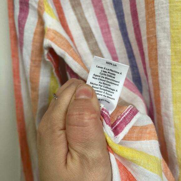 Talbots Petite Striped Linen Button Down Shirt 100% Linen Size M Petite - Picture 9 of 10